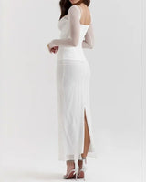White See Through Bodycon Maxi Dress - Threadford