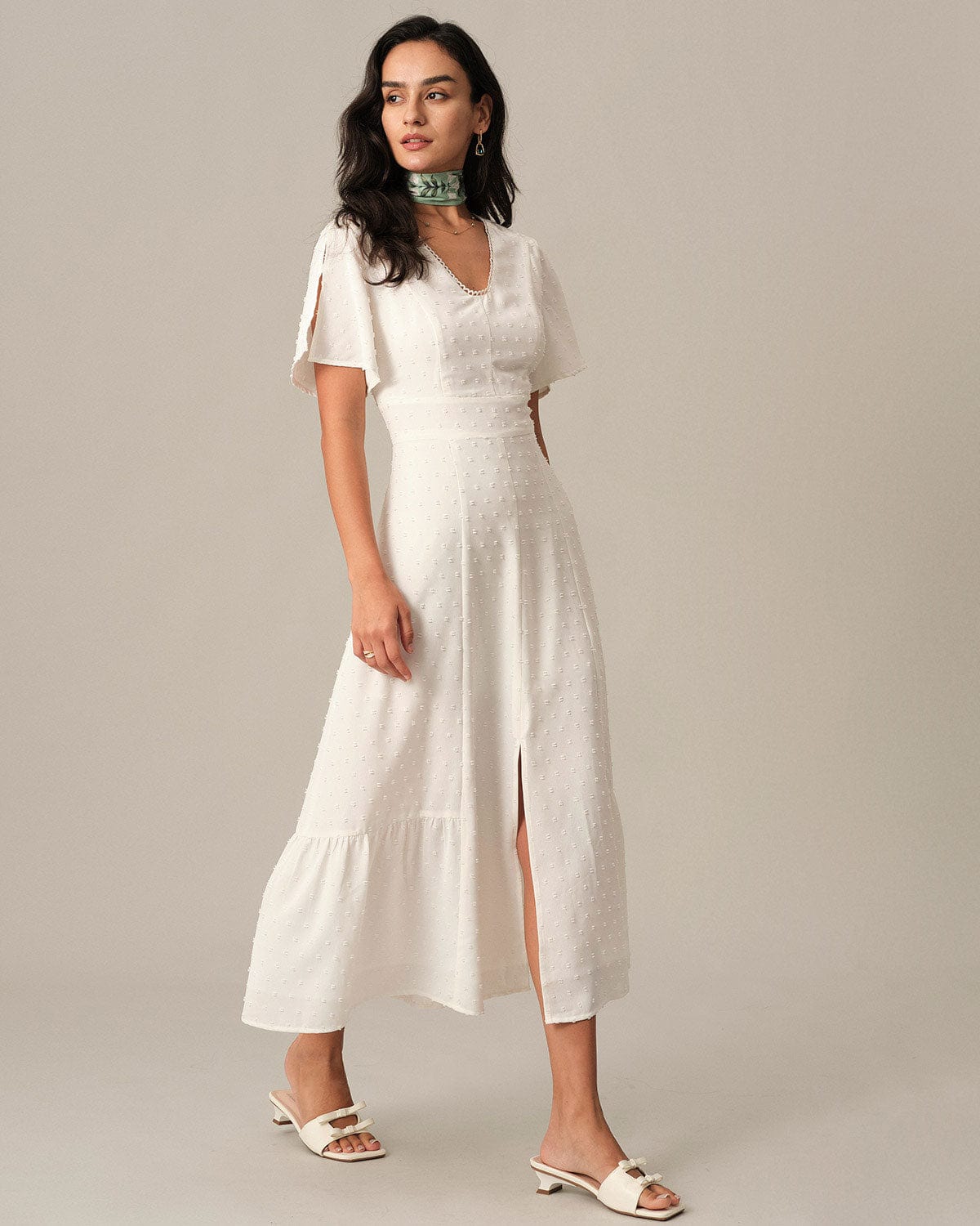 The Solid High Waisted Split Maxi Dress - Threadford