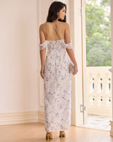 The White Floral Slit Strapless Maxi Dress - Threadford