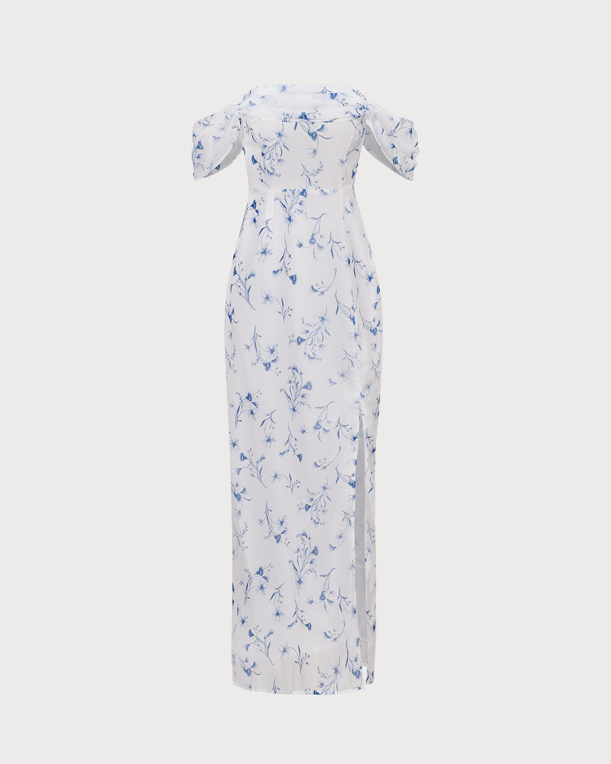 The White Floral Slit Strapless Maxi Dress - Threadford