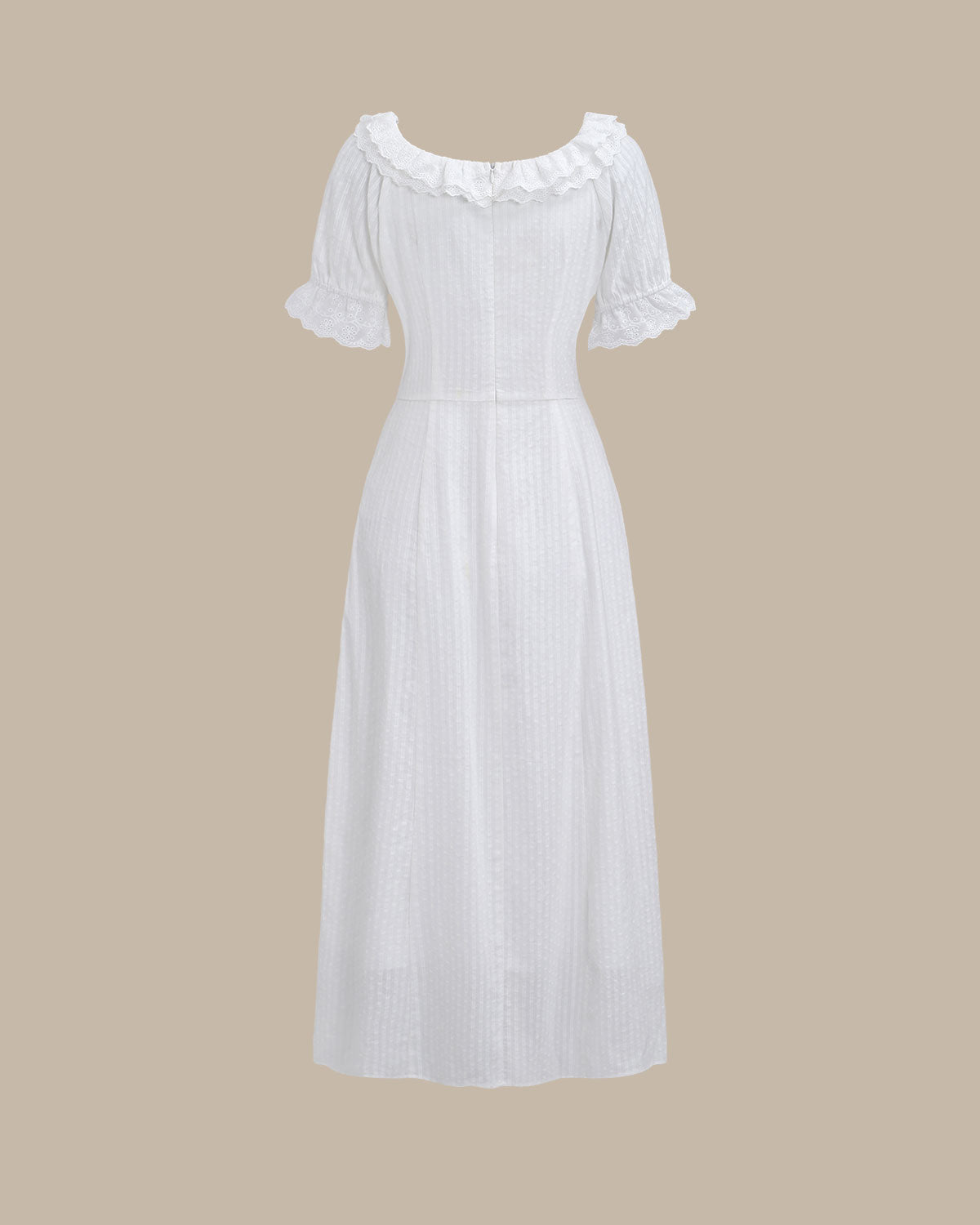 White Embroidery Puffed Sleeve Maxi Dress - Threadford