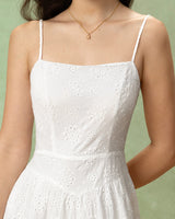 White Embroidery Slip Maxi Dress - Threadford