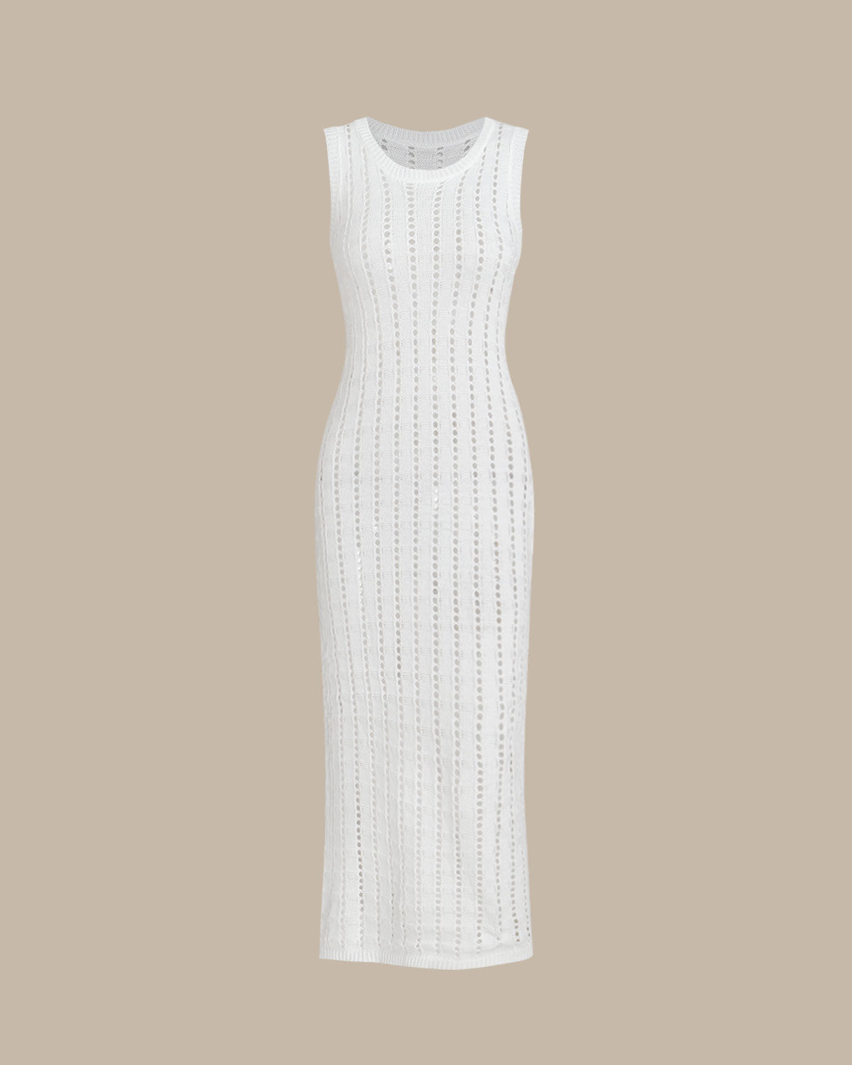 White Knit Bodycon Sleeveless Maxi Dress - Threadford