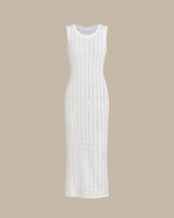 White Knit Bodycon Sleeveless Maxi Dress - Threadford