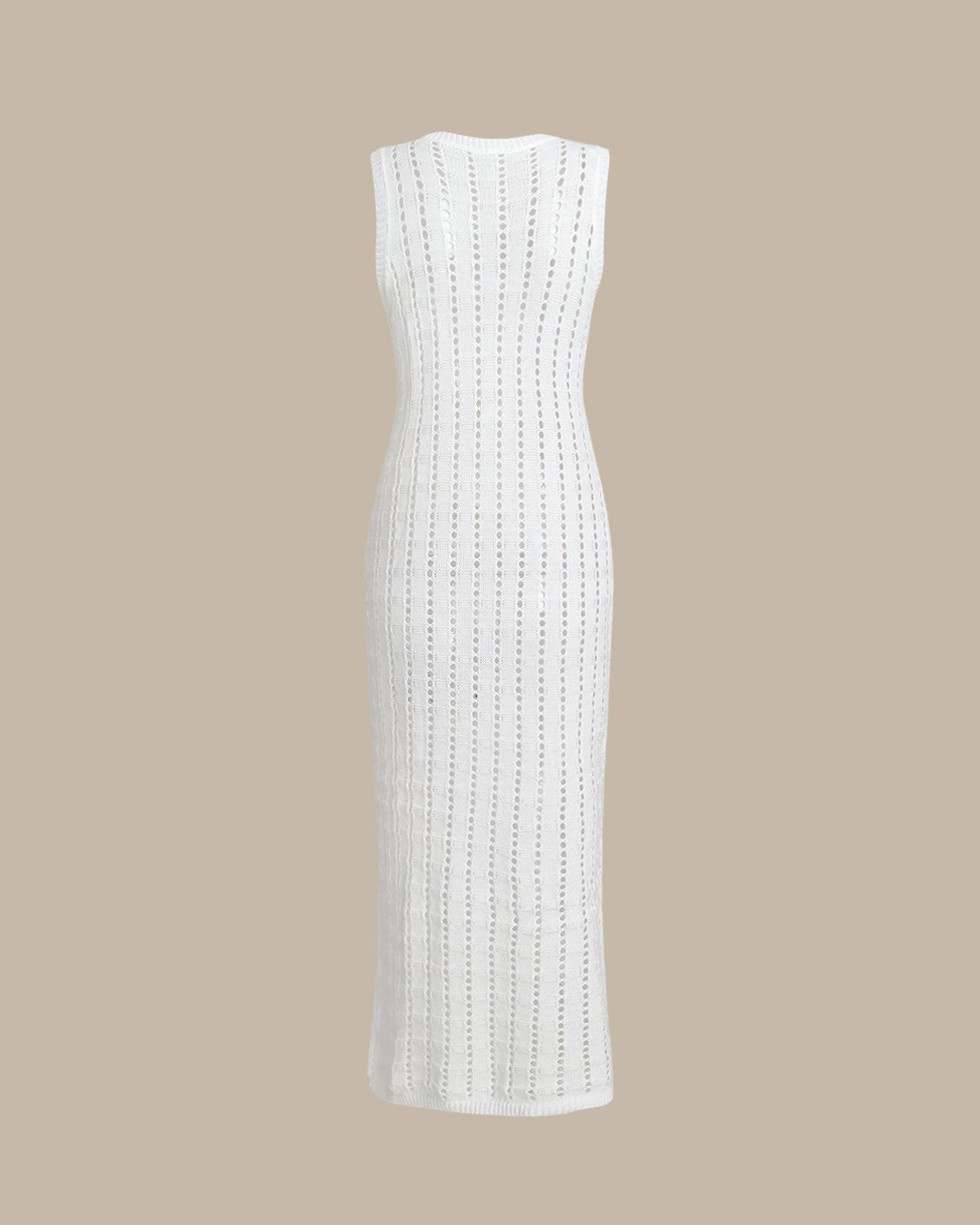 White Knit Bodycon Sleeveless Maxi Dress - Threadford