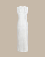 White Knit Bodycon Sleeveless Maxi Dress - Threadford