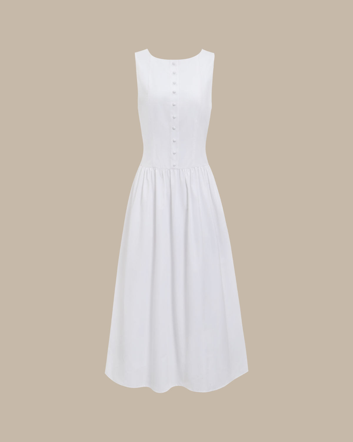 White Round Neck Pocket Maxi Dress - Threadford