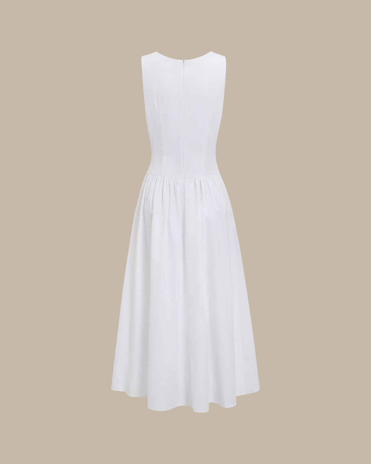 White Round Neck Pocket Maxi Dress - Threadford