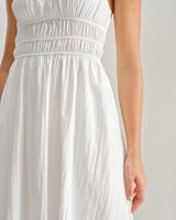 White Ruched Slip Maxi Dress - Threadford