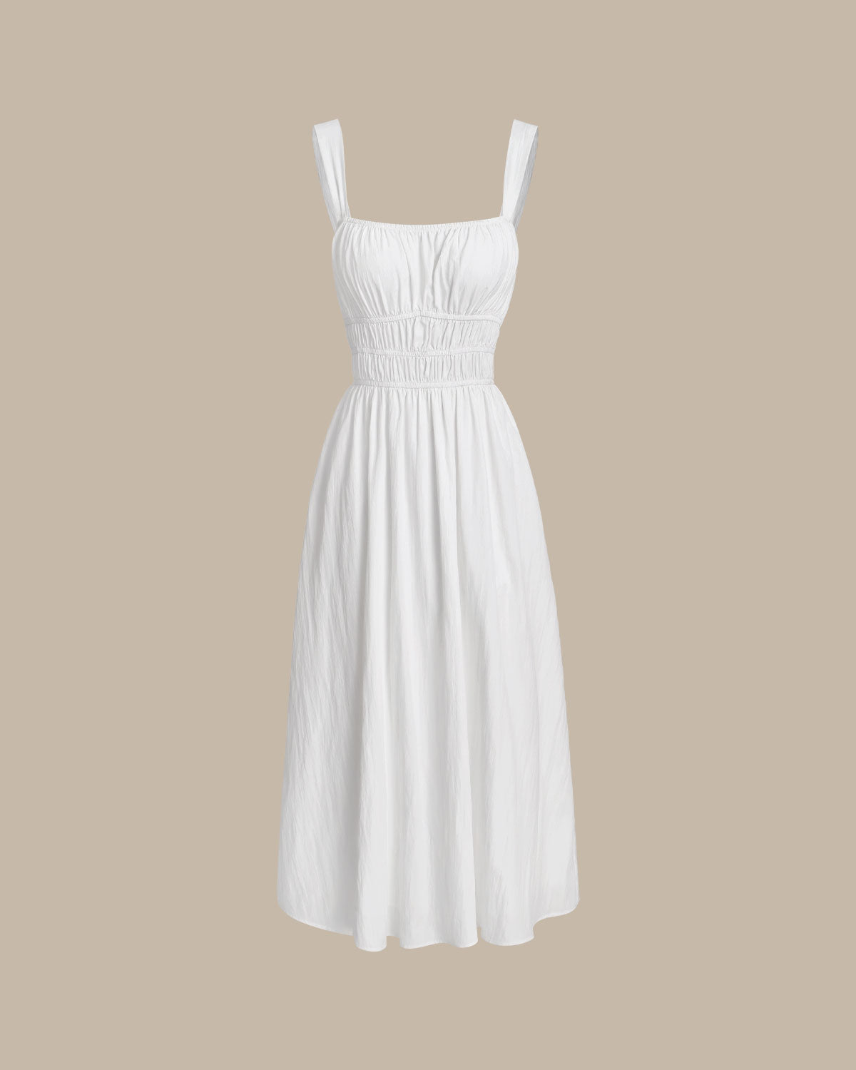 White Ruched Slip Maxi Dress - Threadford