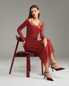 Red See Through Bodycon Maxi Dress - Threadford