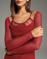 Red See Through Bodycon Maxi Dress - Threadford