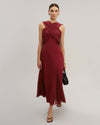 Wine Red Flowy Sleeveless Maxi Dress - Threadford
