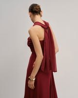 Wine Red Flowy Sleeveless Maxi Dress - Threadford
