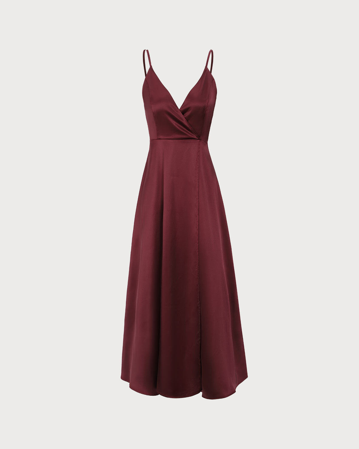Red Satin Slit Maxi Dress - Threadford
