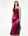 Red Satin Square Neck Slip Maxi Dress - Threadford