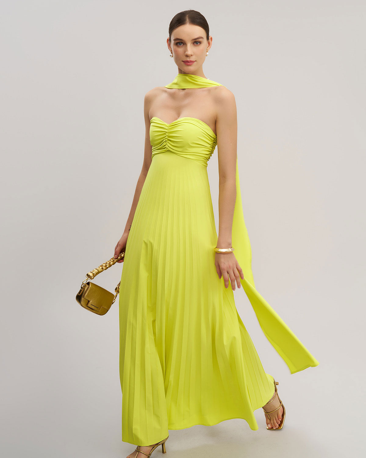 Yellow Strapless Maxi Dress - Threadford