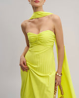 Yellow Strapless Maxi Dress - Threadford