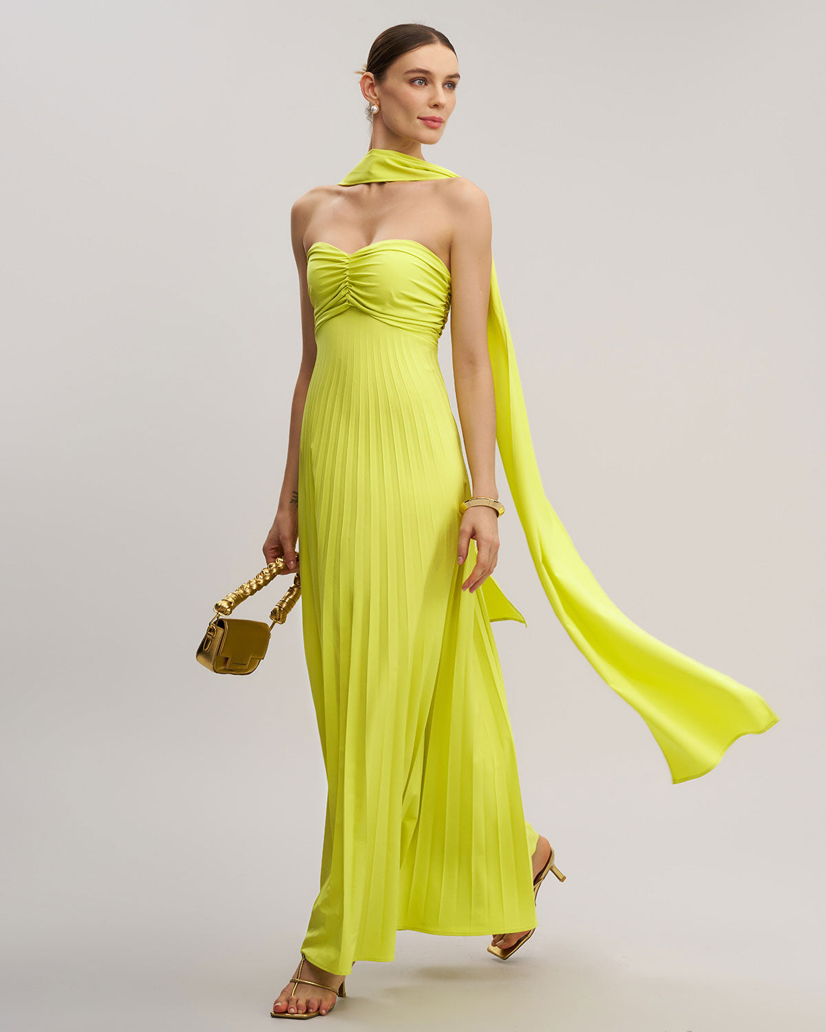 Yellow Strapless Maxi Dress - Threadford