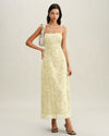 Yellow Jacquard Corset Slip Maxi Dress - Threadford