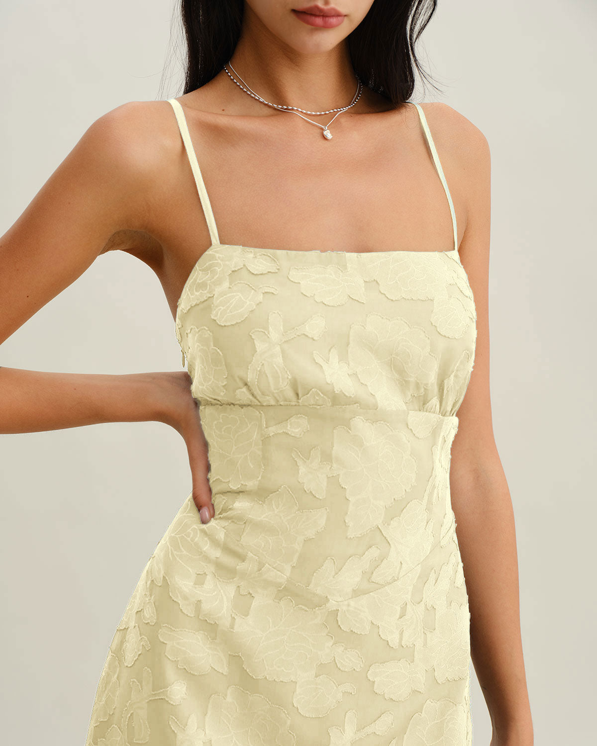 Yellow Jacquard Corset Slip Maxi Dress - Threadford