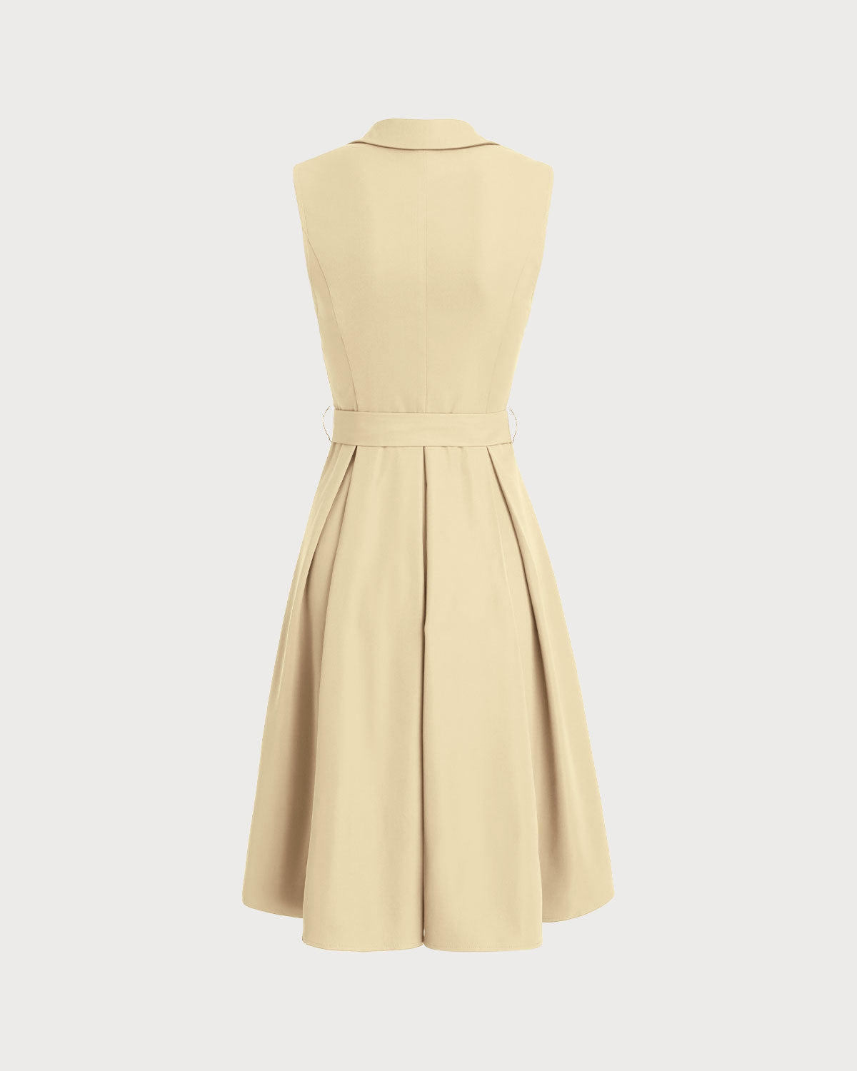 Apricot Button Sleeveless Midi Dress - Threadford