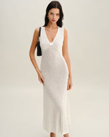 Beige Sleeveless Pleated Midi Dress - Threadford