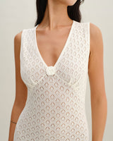 Beige Sleeveless Pleated Midi Dress - Threadford