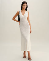 Beige Sleeveless Pleated Midi Dress - Threadford