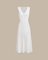 Beige Sleeveless Pleated Midi Dress - Threadford