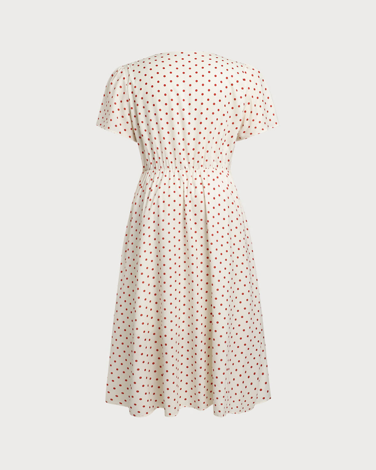 Beige Polka Dot Plus Size Midi Dress - Threadford