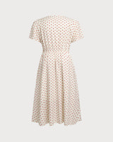 Beige Polka Dot Plus Size Midi Dress - Threadford