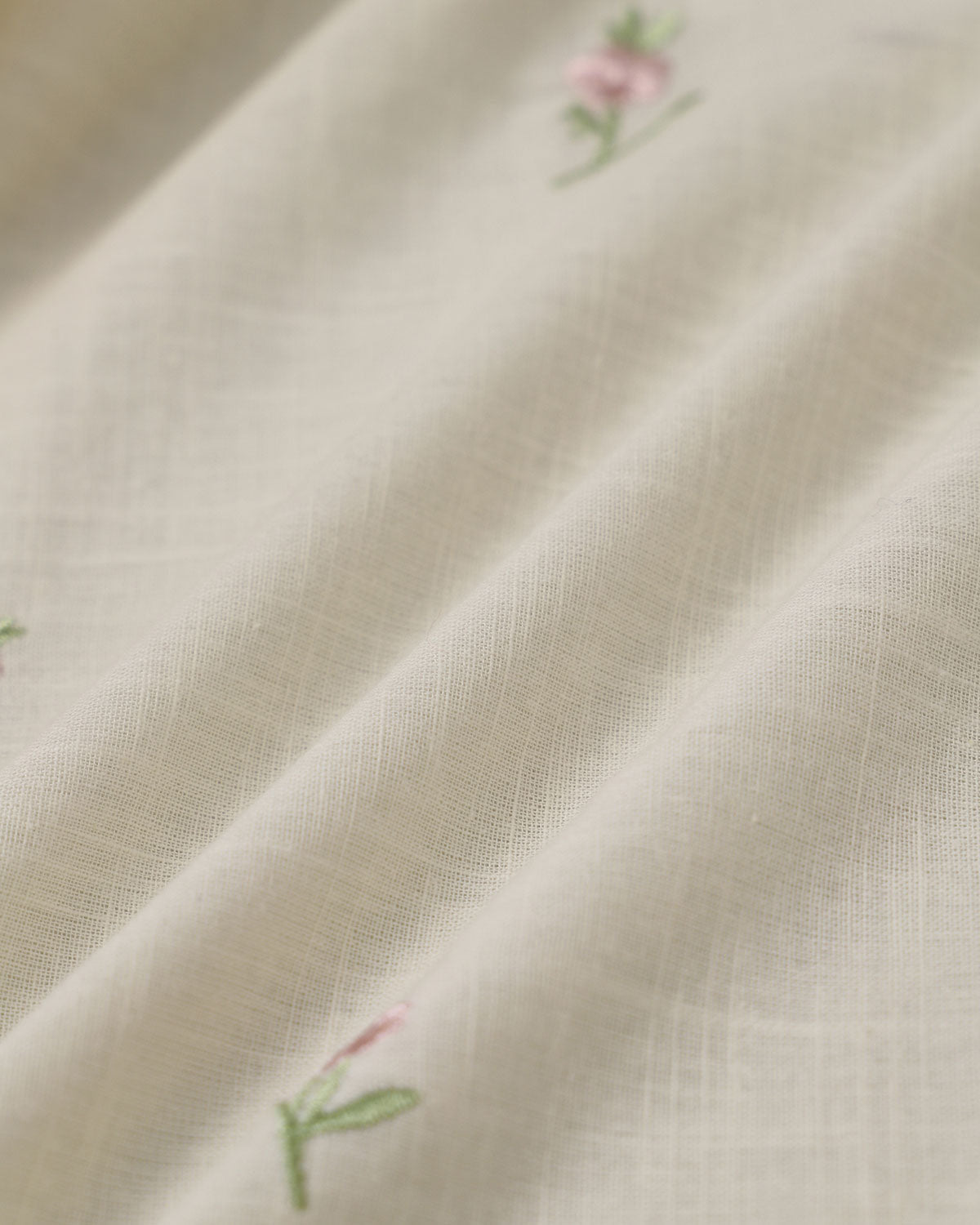 Beige Embroidery Puffed Sleeve Wrap Midi Dress - Threadford