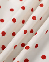 The Beige V Neck Polka Dot Button Midi Dress - Threadford