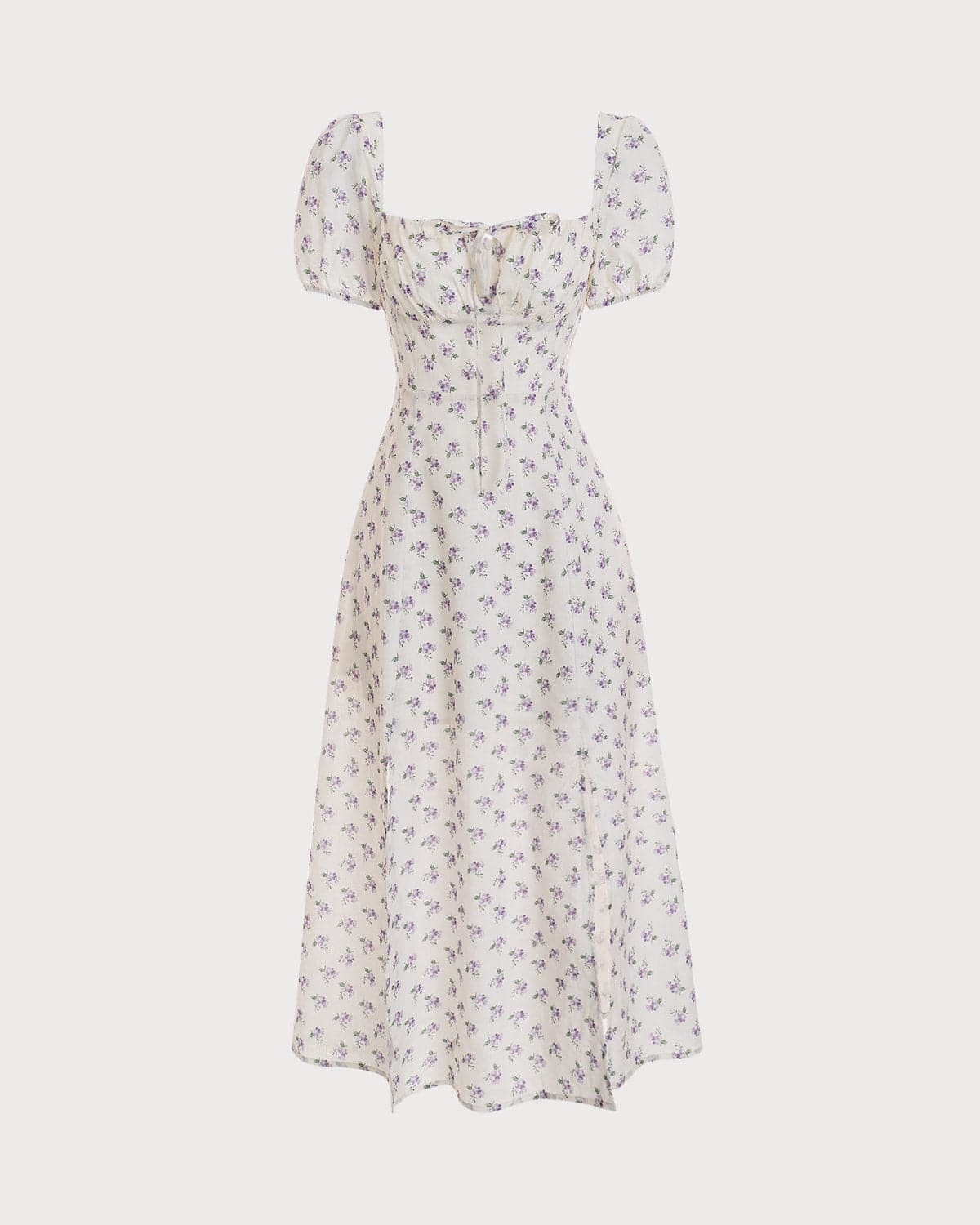 The Short Sleeve Floral Ruched Midi Dress - Threadford