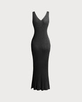 Black Bodycon Sleeveless Slit Midi Dress - Threadford