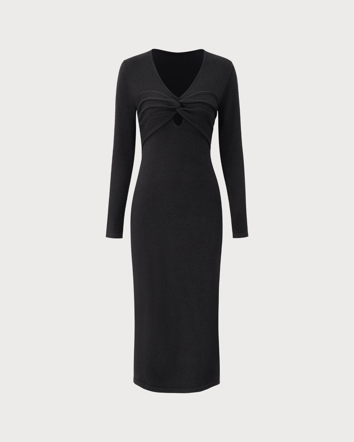 Black V Neck Cut Out Bodycon Sweater Dress - Threadford