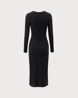 Black V Neck Cut Out Bodycon Sweater Dress - Threadford
