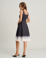 Black Contrast Square Neck Slip Midi Dress - Threadford