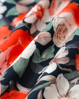 Black Floral Contrast Midi Dress - Threadford