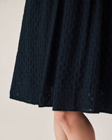 Black Lace Button Midi Dress - Threadford