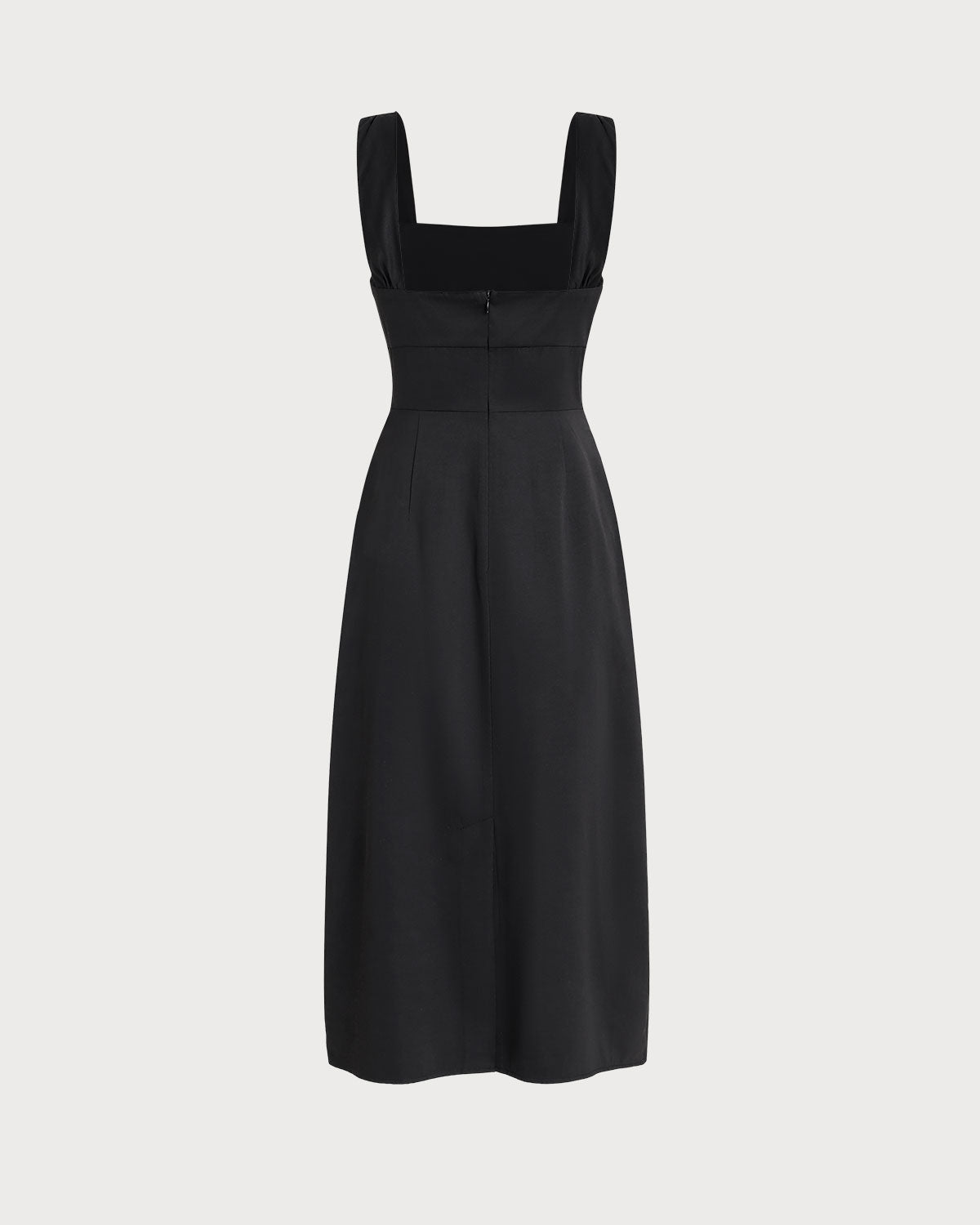 Black Ruffle Ruched Slip Midi Dress - Threadford
