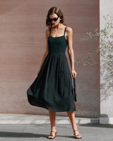 Black Sweetheart Neck Slip Midi Dress - Threadford