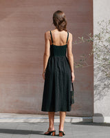 Black Sweetheart Neck Slip Midi Dress - Threadford