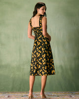 The Black Sweetheart Neck Lemon Midi Dress - Threadford