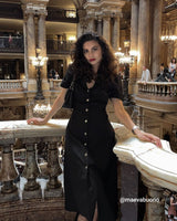 The Black V-Neck Tunic Midi Dress - Threadford