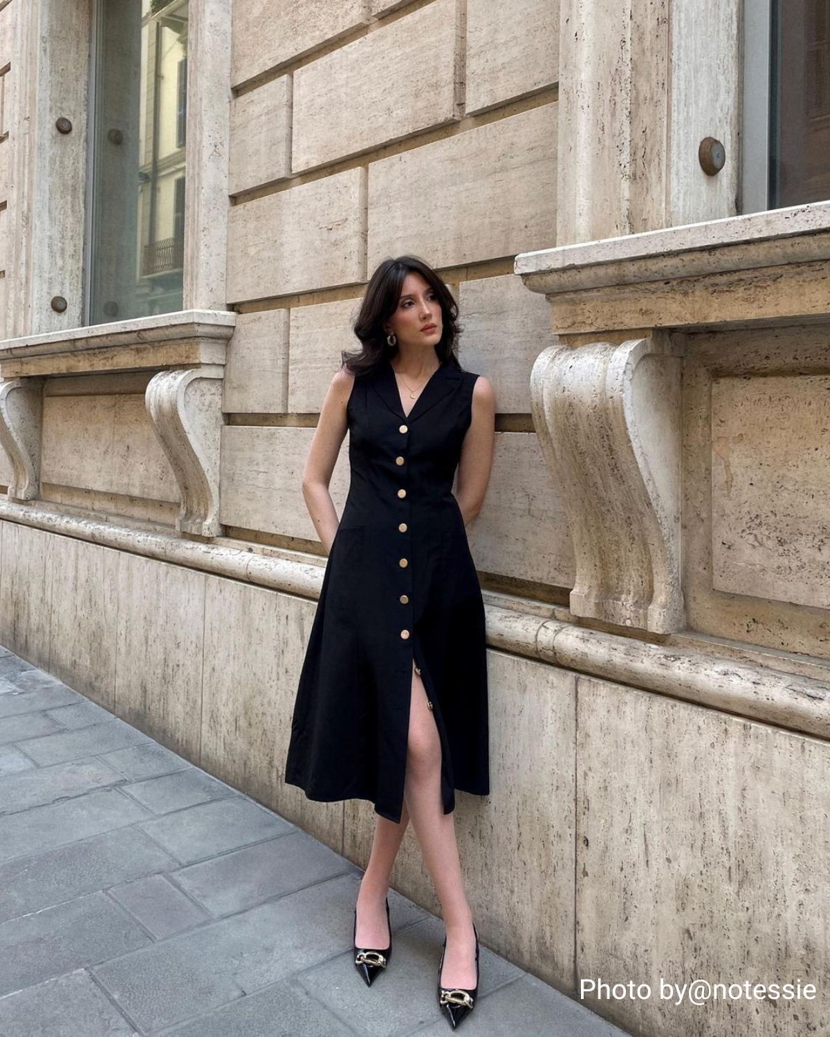 The Black V-Neck Tunic Midi Dress - Threadford