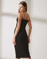 The Black Water Ripple Textured Cami Dress - Threadford