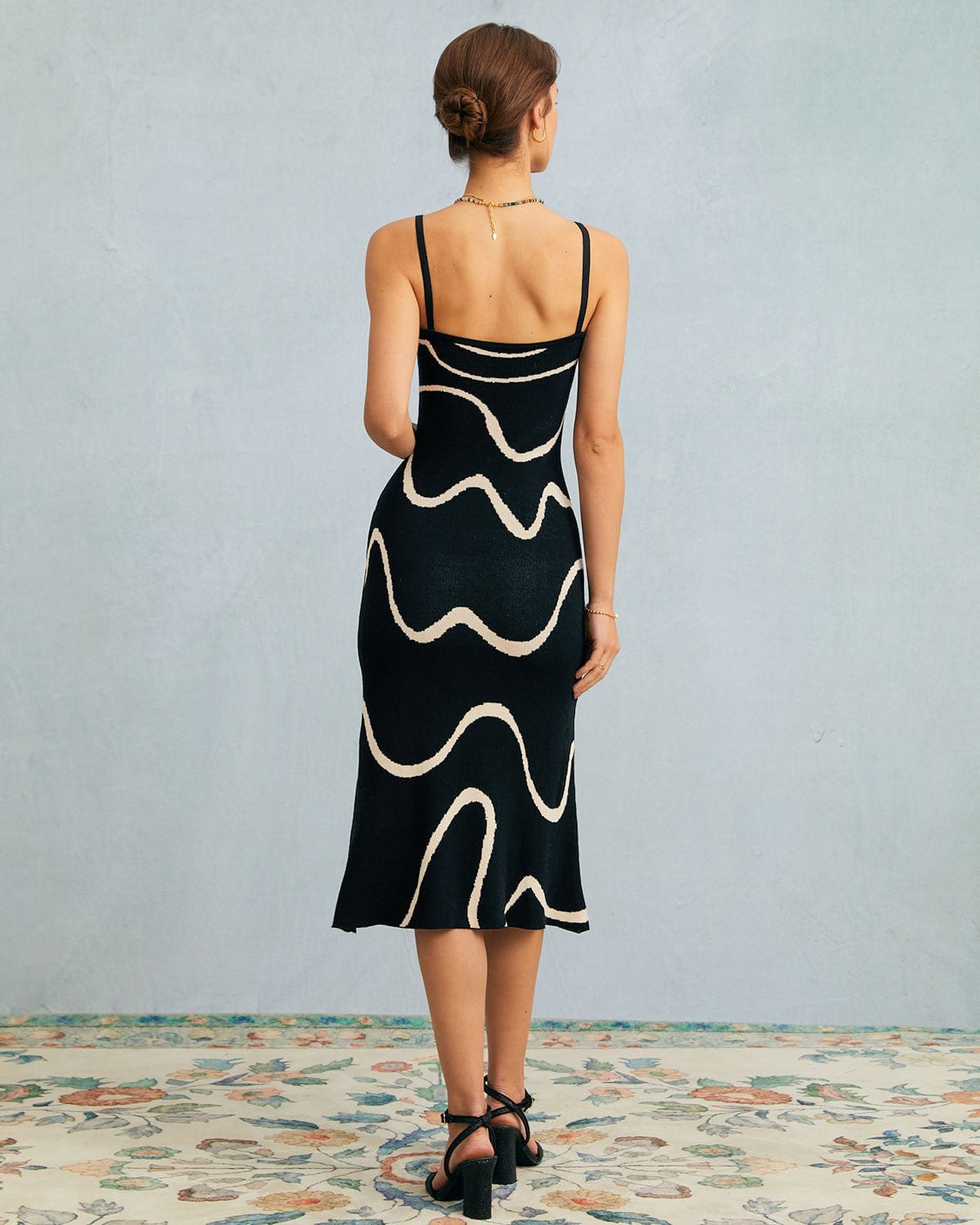 The Black Wave Mermaid Hem Knit Midi Dress - Threadford