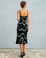 The Black Wave Mermaid Hem Knit Midi Dress - Threadford